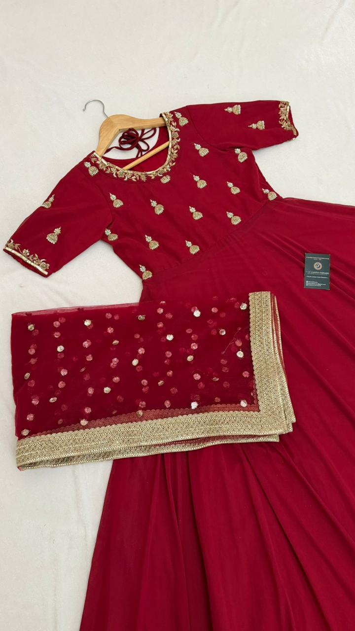 LIGHT MAROON HANDWORK ANARKALI