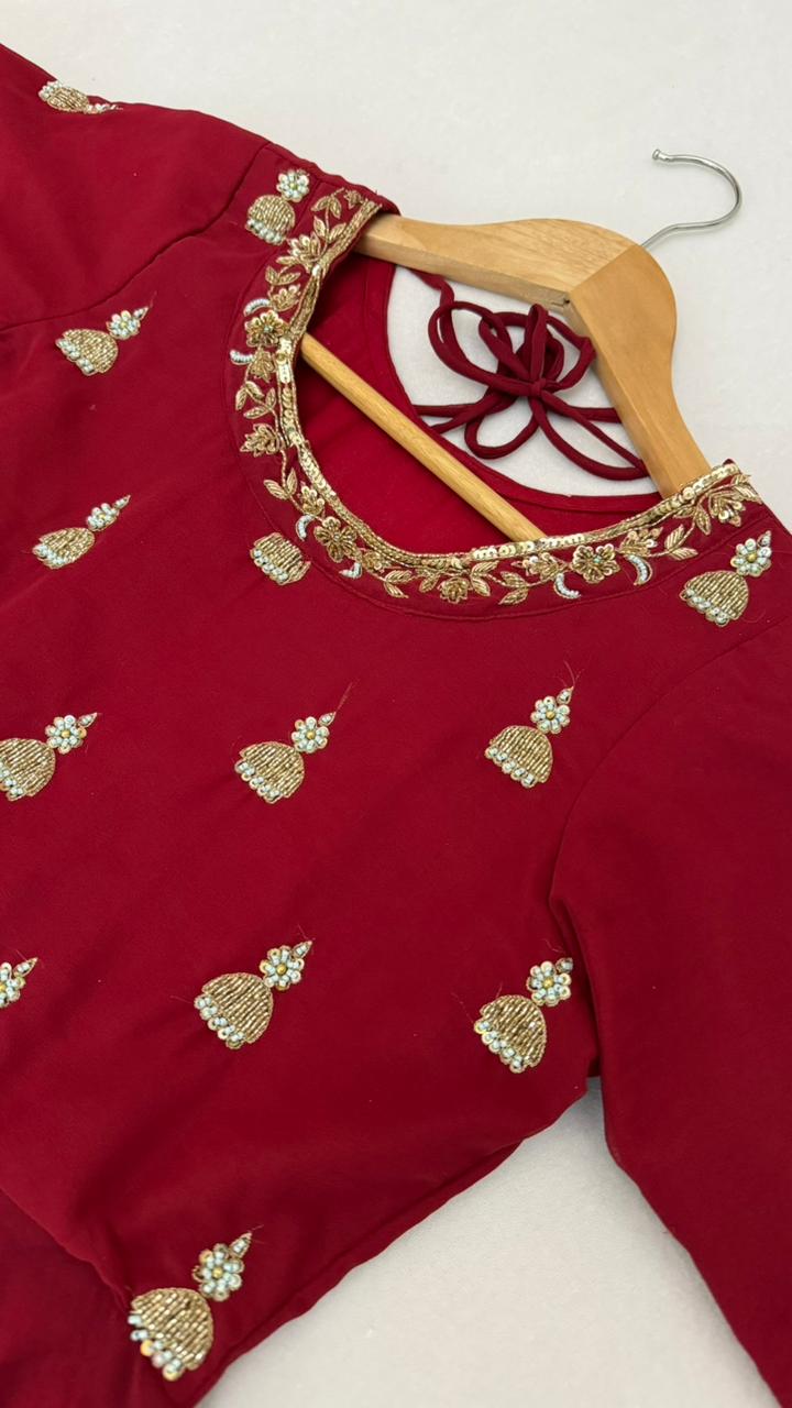 LIGHT MAROON HANDWORK ANARKALI