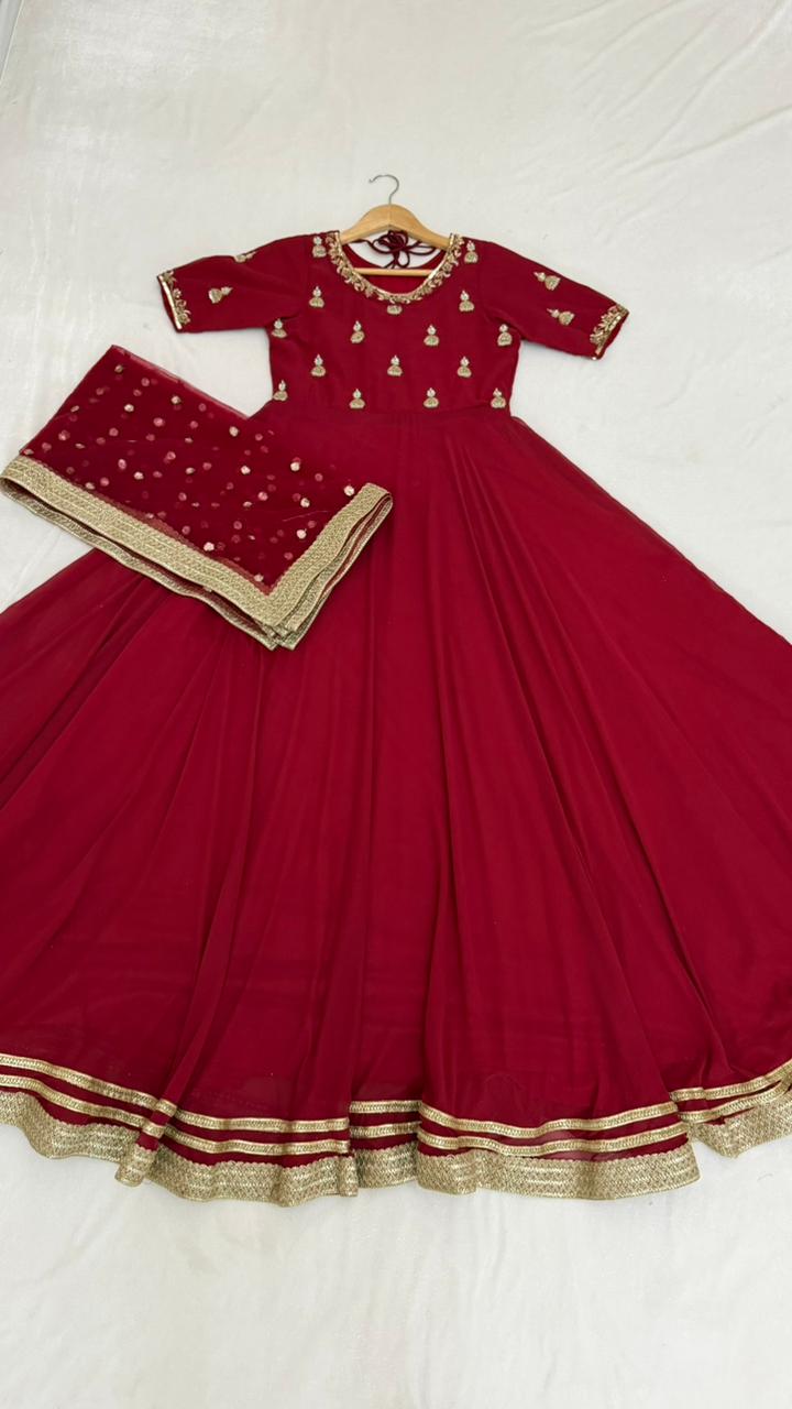 LIGHT MAROON HANDWORK ANARKALI