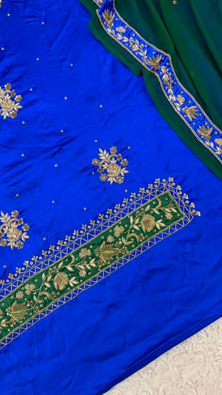 printest inspired royal blue and bottle green shade 3 piece suit