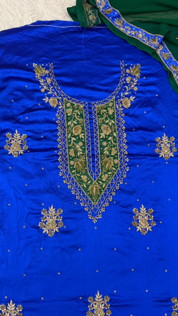 printest inspired royal blue and bottle green shade 3 piece suit