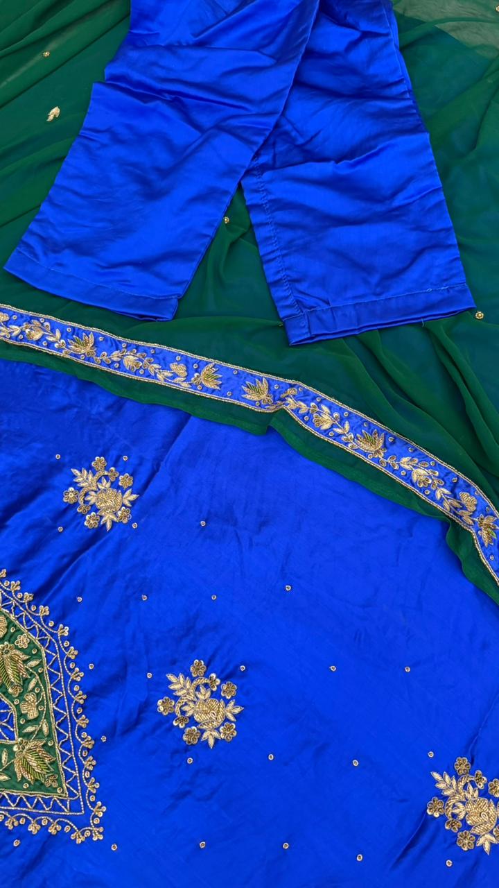 printest inspired royal blue and bottle green shade 3 piece suit