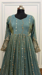 POWDER BLUE SHADE MASSIVE WORK ANARKALI