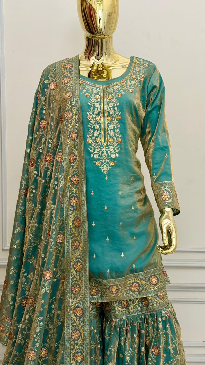 POWDER BLUE SHADE MEENEDARD GHARARA