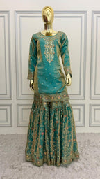 POWDER BLUE SHADE MEENEDARD GHARARA