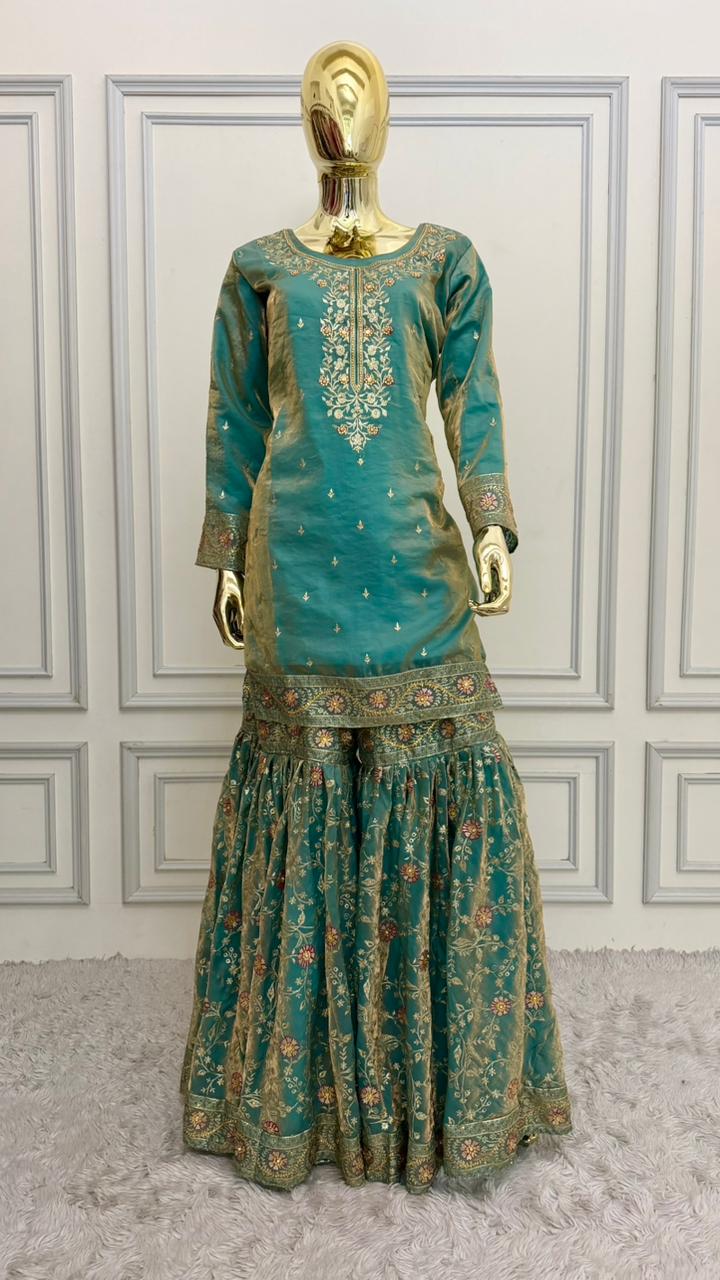 POWDER BLUE SHADE MEENEDARD GHARARA