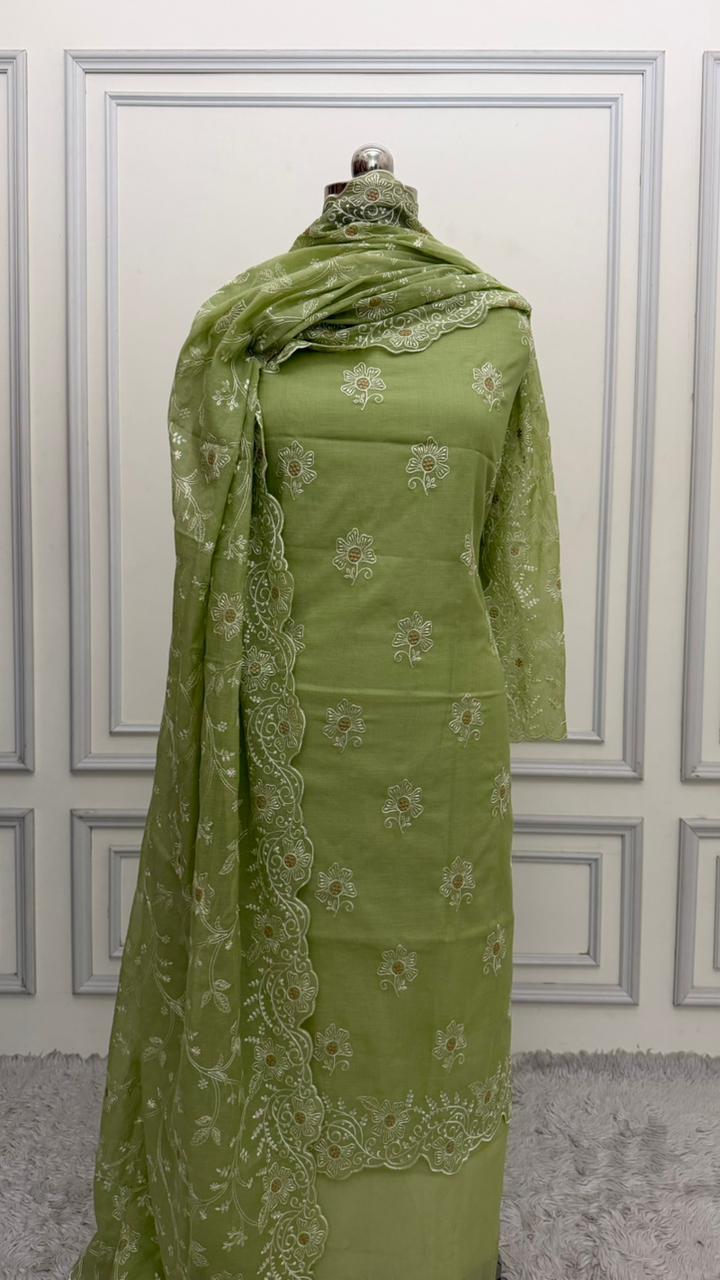 MEHENDI COTTON MUL 3 PIECE SUIT