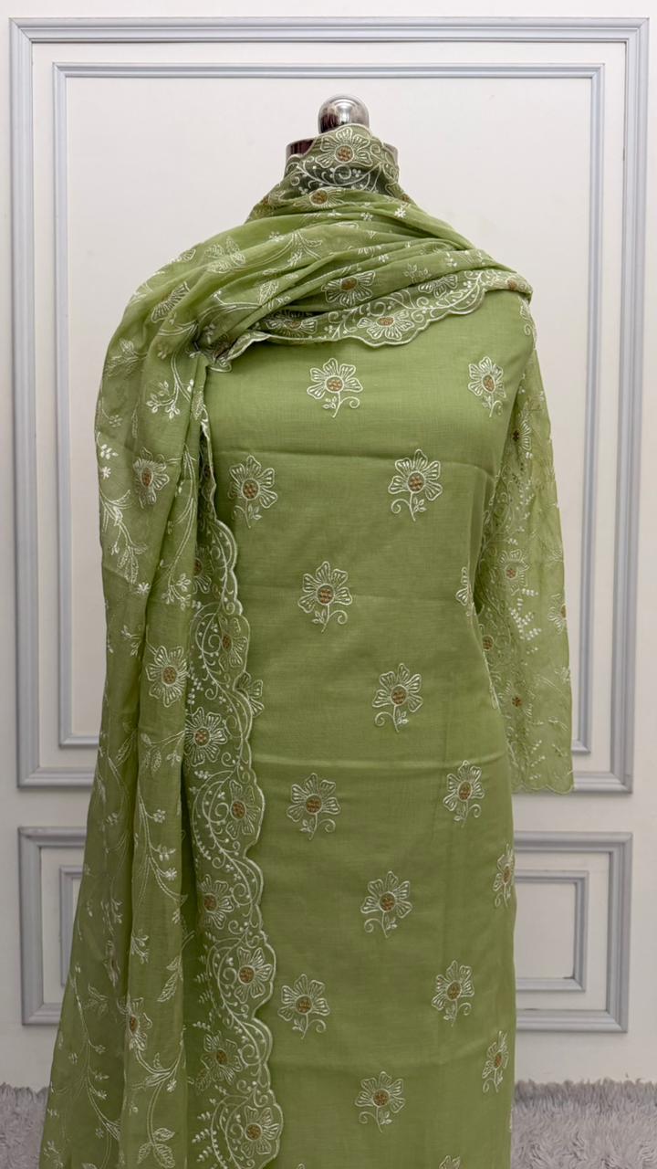 MEHENDI COTTON MUL 3 PIECE SUIT