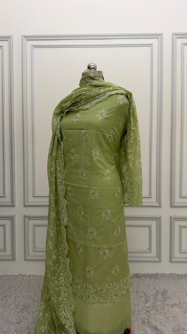 MEHENDI COTTON MUL 3 PIECE SUIT