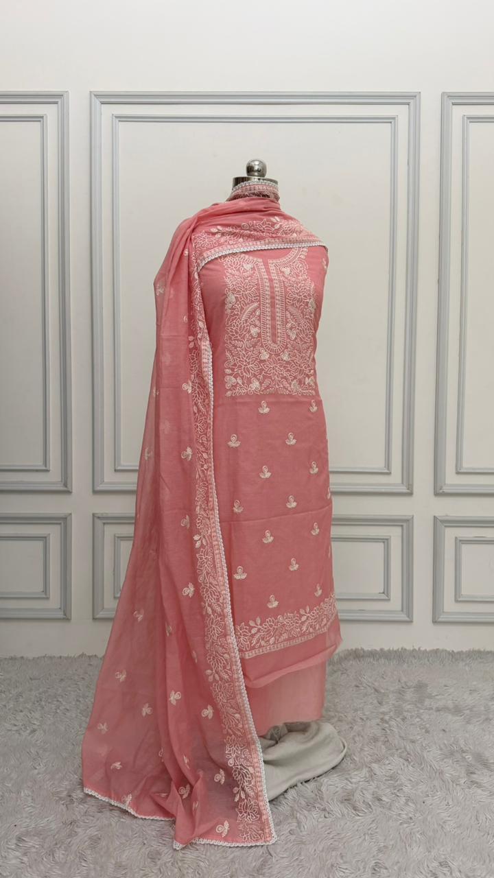 PASTLE PINK COTTON MUL 3 PIECE SUIT