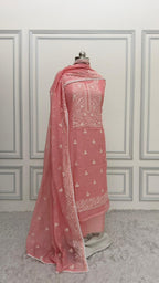PASTLE PINK COTTON MUL 3 PIECE SUIT