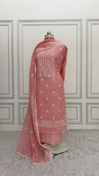 PASTLE PINK COTTON MUL 3 PIECE SUIT