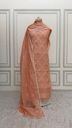 MELON COLOR COTTON MUL 3 PIECE SUIT