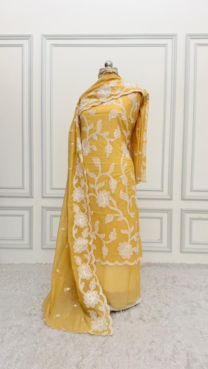 YELLOW COTTON MuL 3 PIECE SUIT