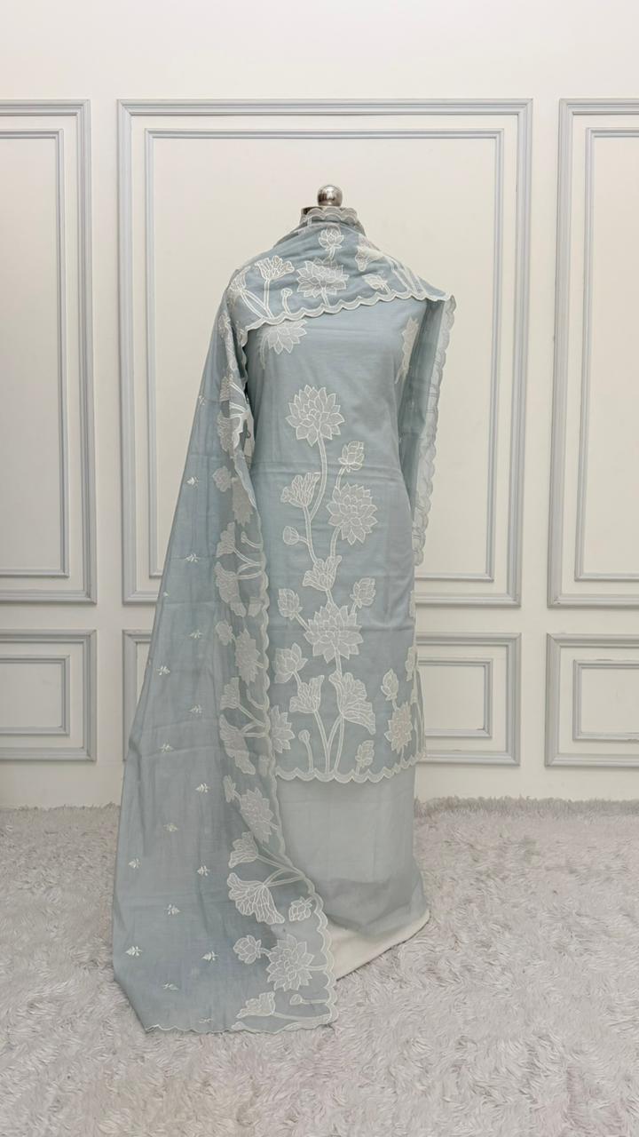 GREY COTTON MUL 3 PIECE SUIT