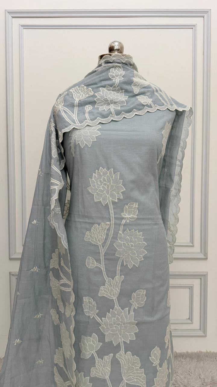 GREY COTTON MUL 3 PIECE SUIT