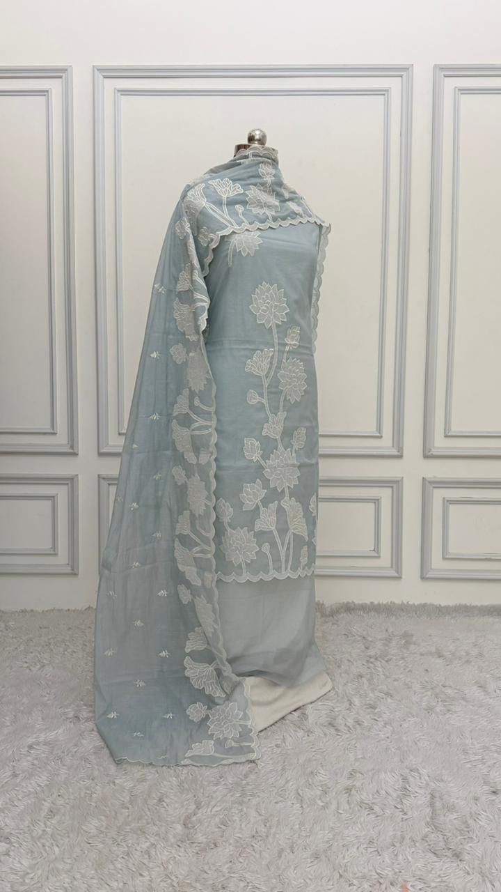 GREY COTTON MUL 3 PIECE SUIT