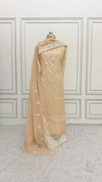 LIGHT APRICOT COLOR COTTON MUL 3 PIECE SUIT
