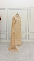 LIGHT APRICOT COLOR COTTON MUL 3 PIECE SUIT