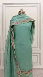 FLORAL MINT GREEN COTTON MUL 3 PIECE SUIT