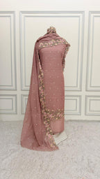 FLORAL DUSTY ROSE COTTON MUL 3 PIECE SUIT