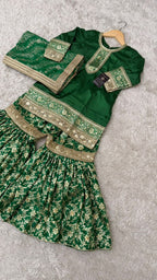 Green kimkhab gharara for little princess