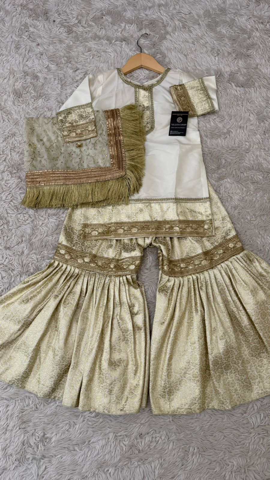 Off white kimkhab gharara for little princess