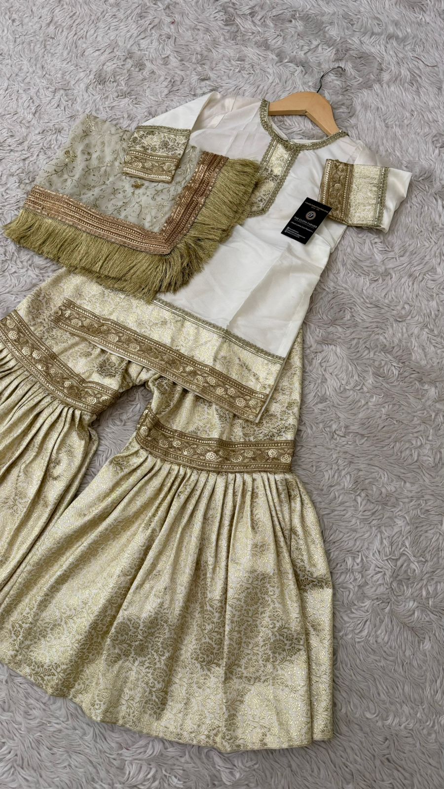 Off white kimkhab gharara for little princess