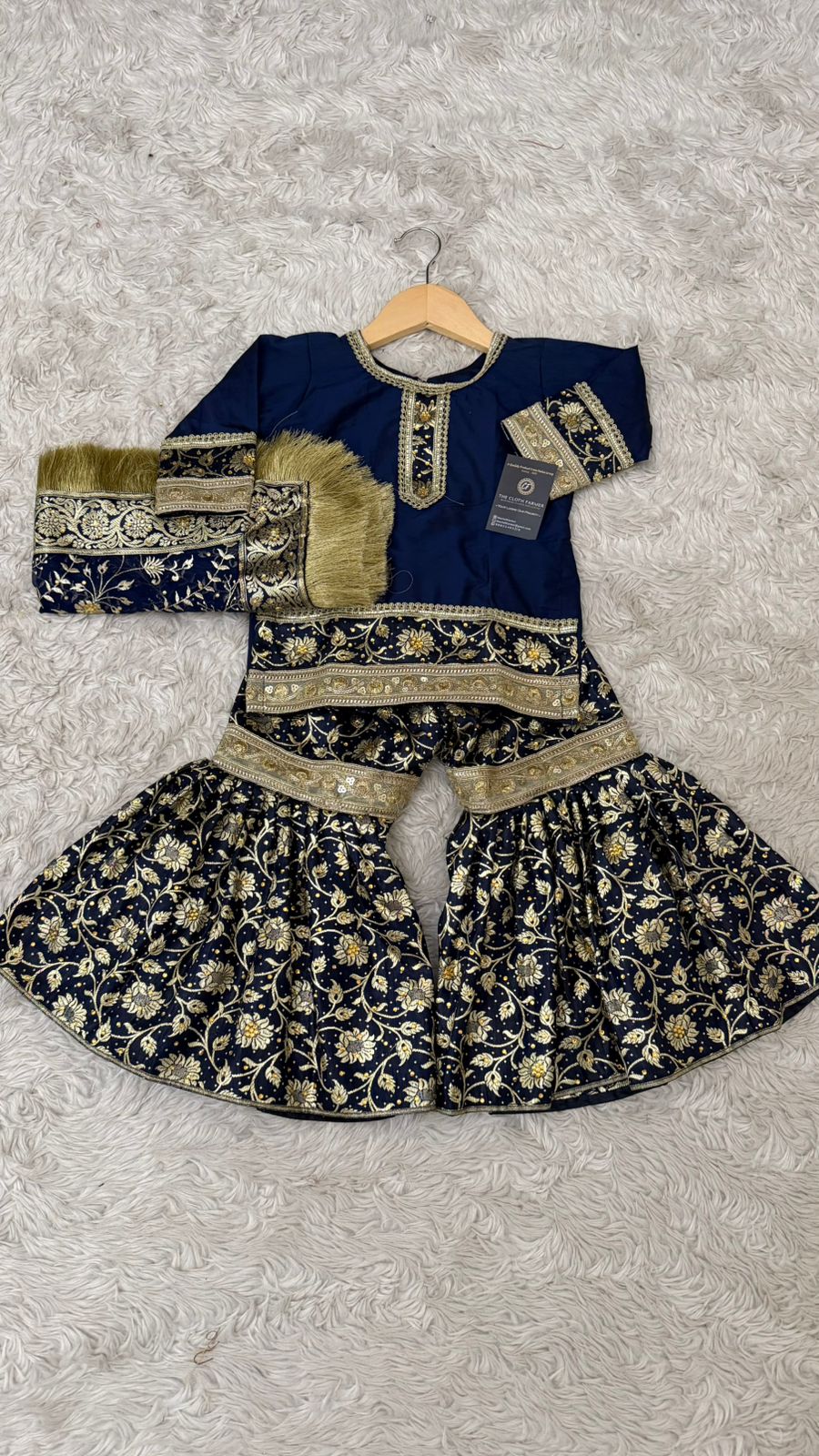 Patrick blue kimkhab gharara for little princess