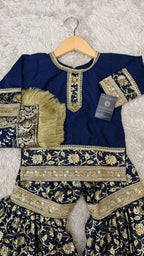 Patrick blue kimkhab gharara for little princess