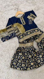 Patrick blue kimkhab gharara for little princess