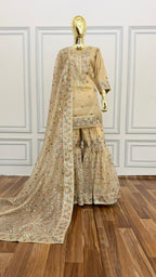 BEIGE SHINY ORGANZA GHARARA