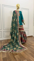 MOTHER DAUGHTER COMBO MULTI STRIPE KIMKHAB GHARARA