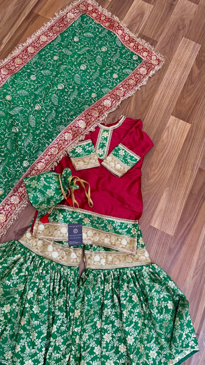 GREEN AND MARON CONTRAST GHARARA