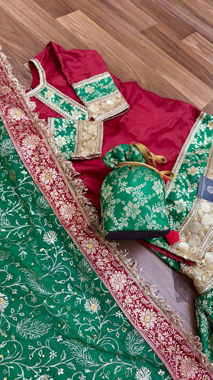 GREEN AND MARON CONTRAST GHARARA