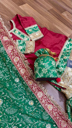 GREEN AND MARON CONTRAST GHARARA