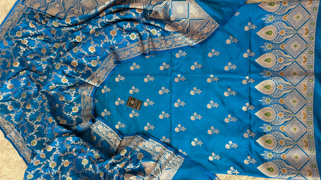 SKY BLUE MASHRU SILK 3 PIECE SUIT