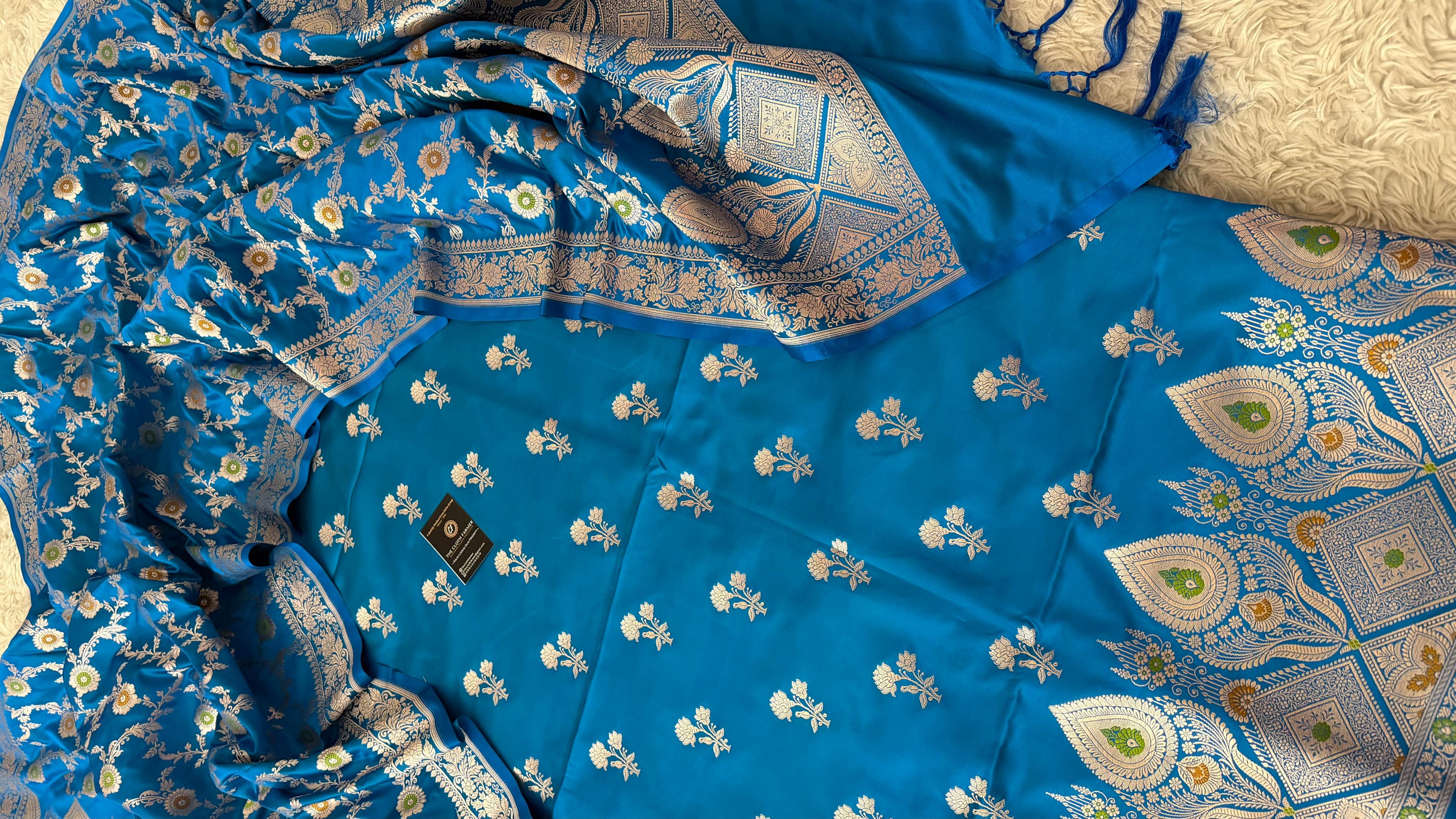 SKY BLUE MASHRU SILK 3 PIECE SUIT
