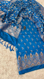 SKY BLUE MASHRU SILK 3 PIECE SUIT