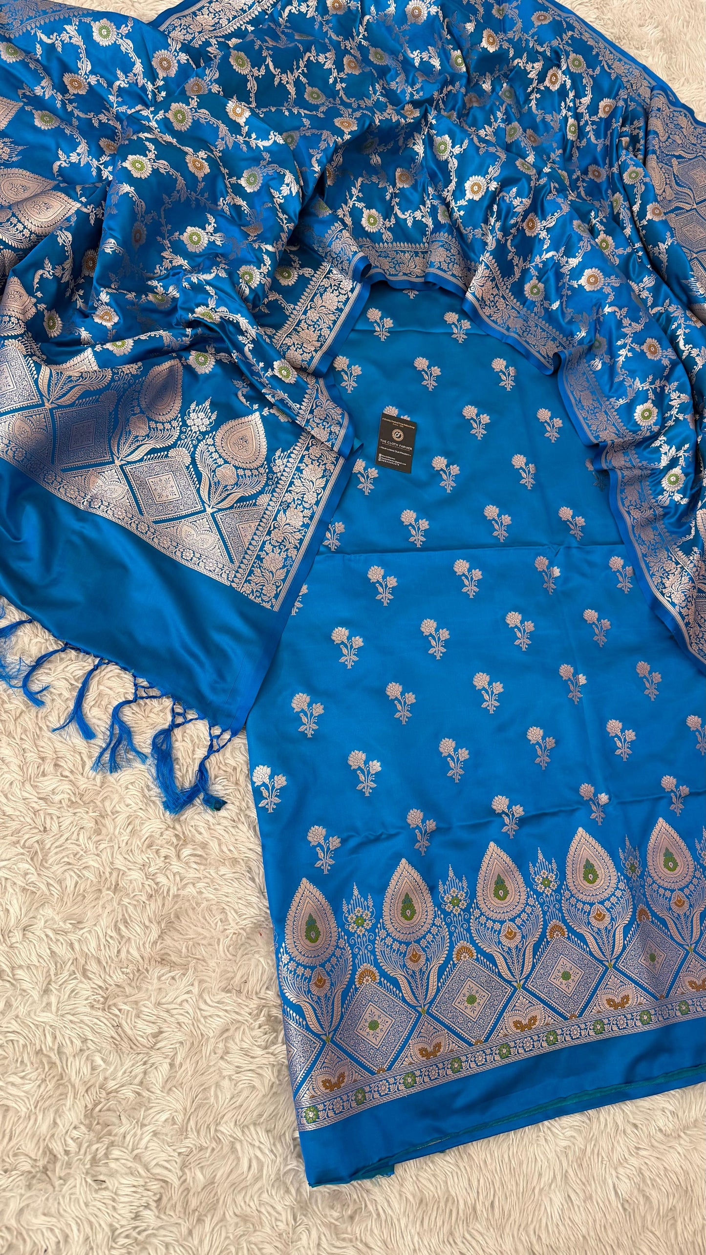 SKY BLUE MASHRU SILK 3 PIECE SUIT