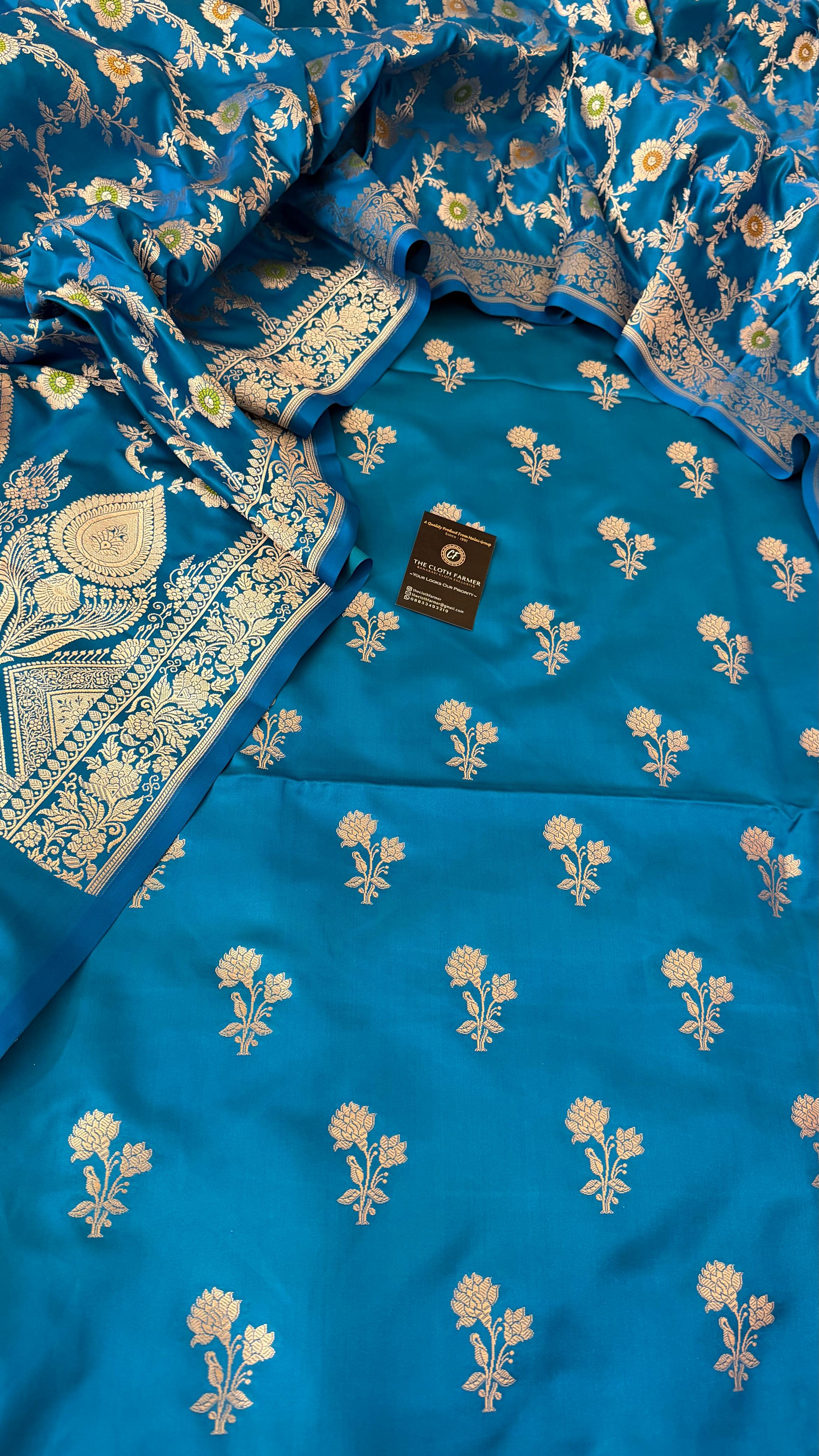 SKY BLUE MASHRU SILK 3 PIECE SUIT