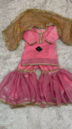 Italian shimmer silk based baby pink color gharara