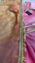 Italian shimmer silk based baby pink color gharara