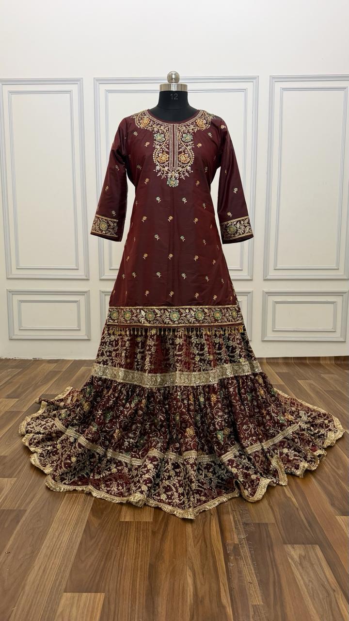 GREEN MEENEDAR COFFEE MAROON FARSHI
