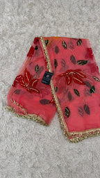 GREEN YELLOW MAROON FLORAL PAINTED DUPATTA