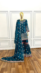 DEEP TEAL MINIMALIST2 GHARARA