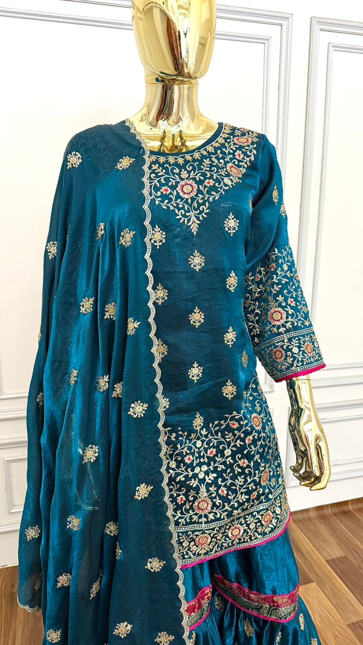 DEEP TEAL MINIMALIST2 GHARARA