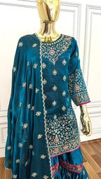 DEEP TEAL MINIMALIST2 GHARARA