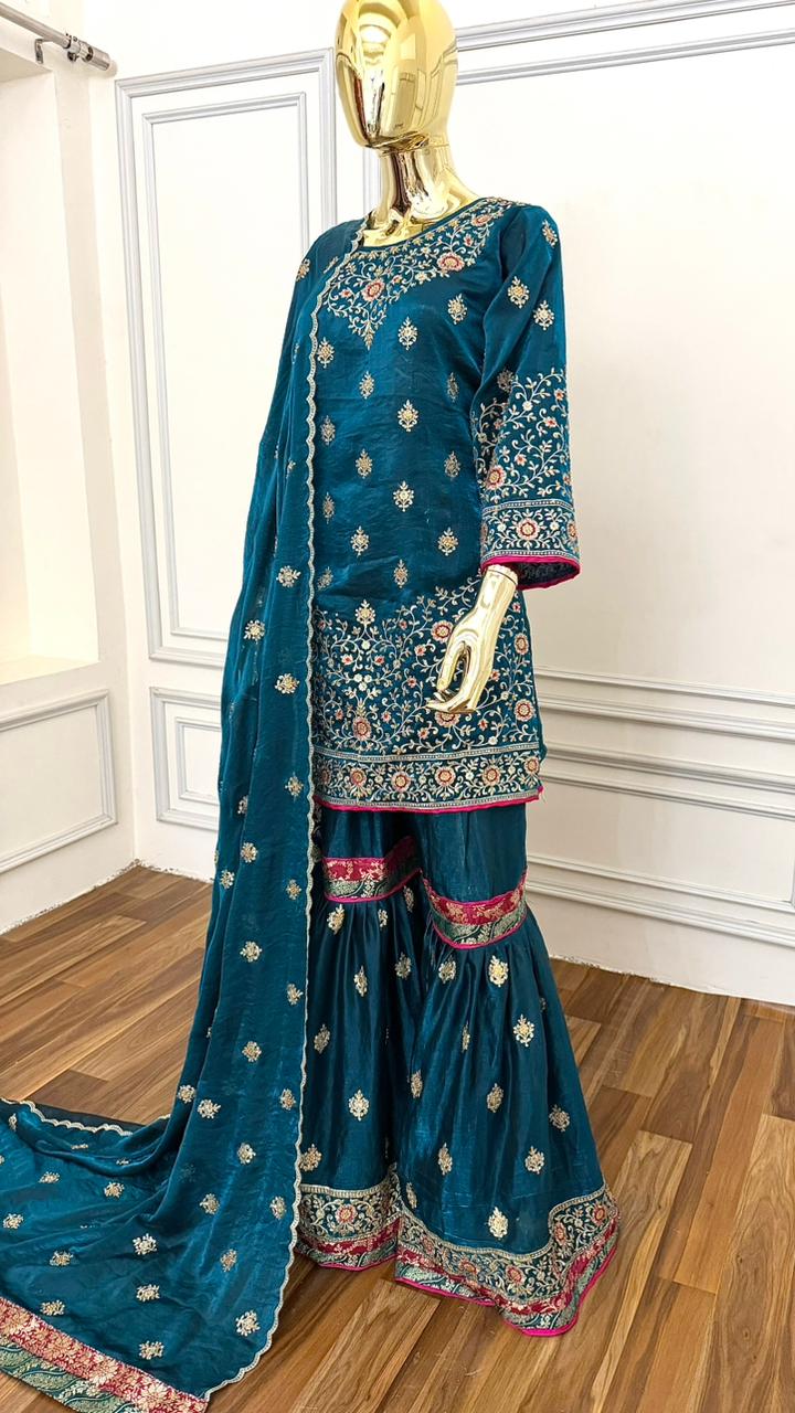 DEEP TEAL MINIMALIST2 GHARARA
