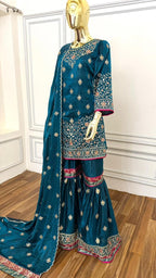 DEEP TEAL MINIMALIST2 GHARARA